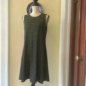 Ronni Nicole | Black & White Striped Ribbed Knit Sleeveless Dress